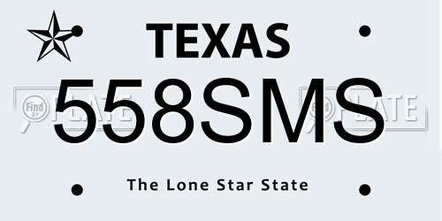 558SMS Texas License Plate