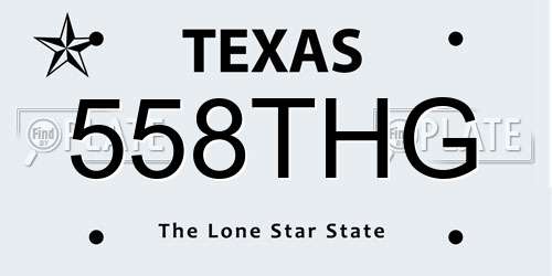 558THG Texas License Plate