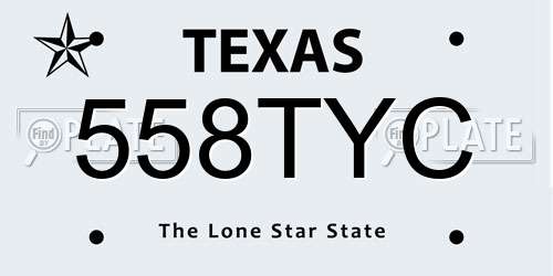 558TYC Texas License Plate