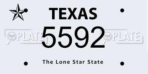 5592 Texas License Plate
