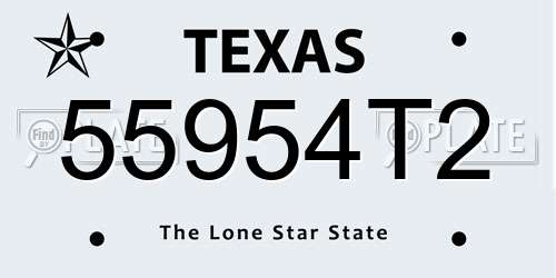 55954T2 Texas License Plate