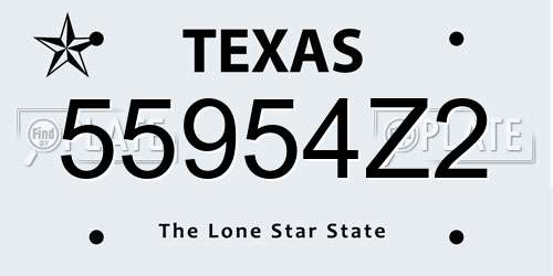 55954Z2 Texas License Plate
