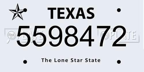5598472 Texas License Plate