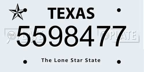 5598477 Texas License Plate