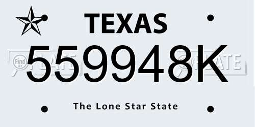 559948K Texas License Plate