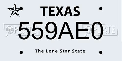 559AE0 Texas License Plate
