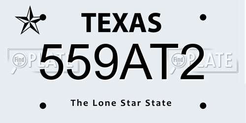 559AT2 Texas License Plate