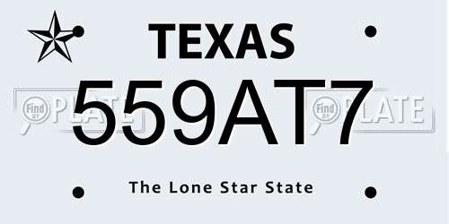 559AT7 Texas License Plate