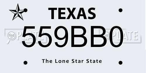 559BB0 Texas License Plate