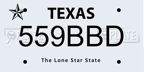 559BBD Texas License Plate