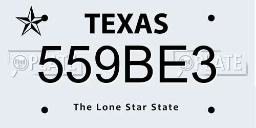 559BE3 Texas License Plate