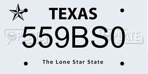 559BS0 Texas License Plate