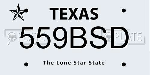 559BSD Texas License Plate