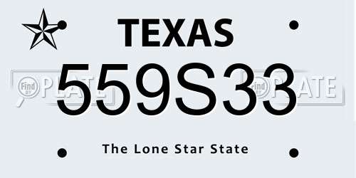 559S33 Texas License Plate