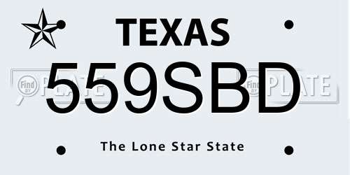 559SBD Texas License Plate