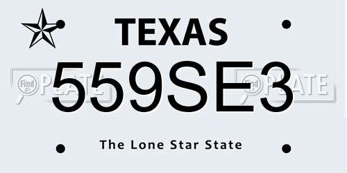 559SE3 Texas License Plate