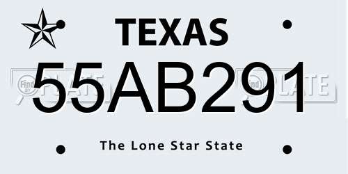 55AB291 Texas License Plate