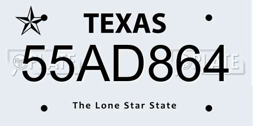 55AD864 Texas License Plate