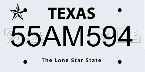 55AM594 Texas License Plate
