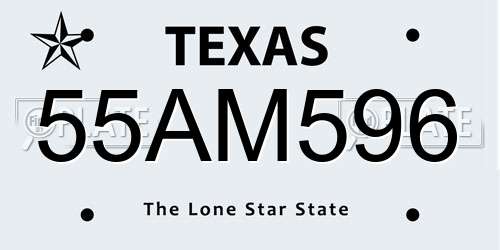 55AM596 Texas License Plate