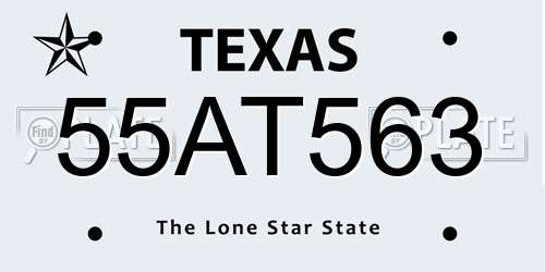 55AT563 Texas License Plate