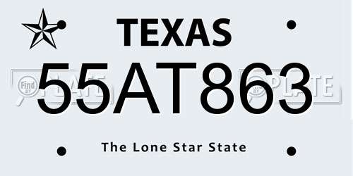 55AT863 Texas License Plate