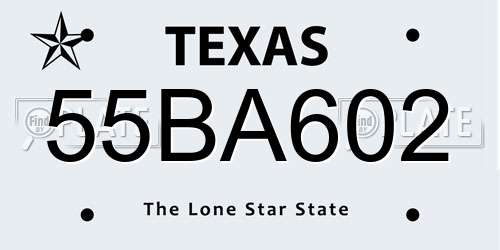 55BA602 Texas License Plate