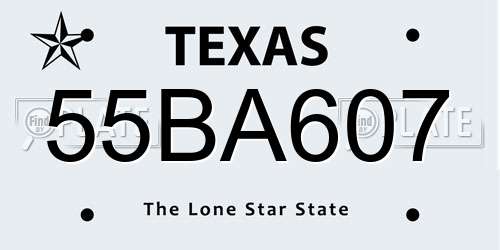 55BA607 Texas License Plate
