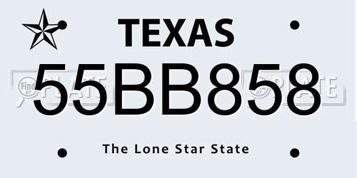 55BB858 Texas License Plate