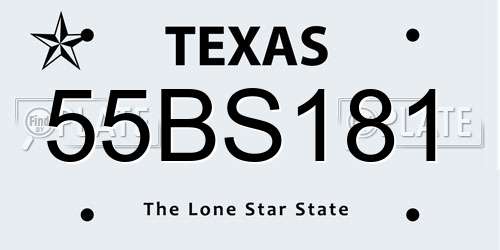 55BS181 Texas License Plate