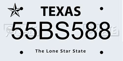55BS588 Texas License Plate