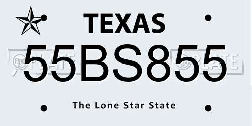 55BS855 Texas License Plate