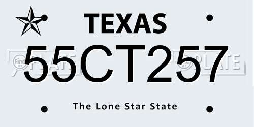 55CT257 Texas License Plate