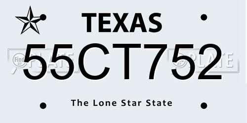 55CT752 Texas License Plate