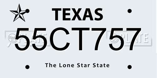 55CT757 Texas License Plate