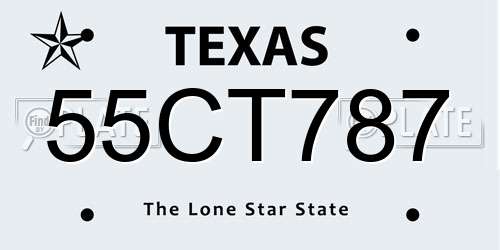 55CT787 Texas License Plate