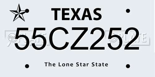 55CZ252 Texas License Plate