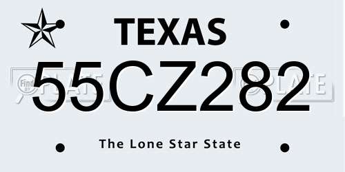 55CZ282 Texas License Plate