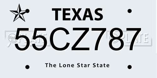 55CZ787 Texas License Plate