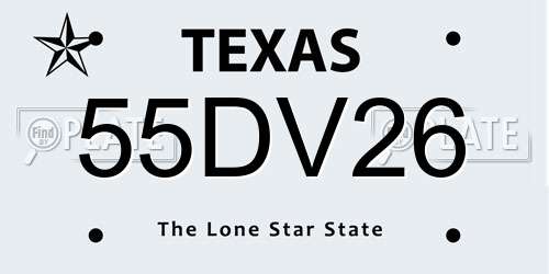 55DV26 Texas License Plate