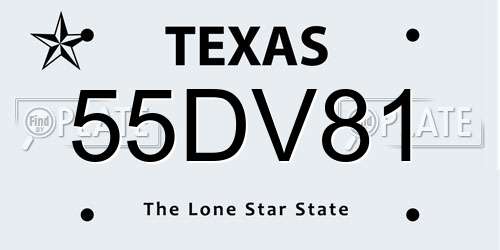 55DV81 Texas License Plate
