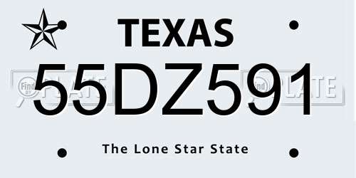 55DZ591 Texas License Plate
