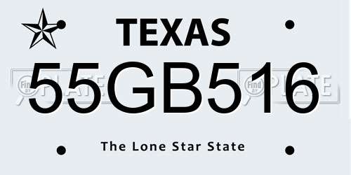55GB516 Texas License Plate