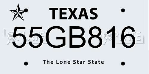 55GB816 Texas License Plate