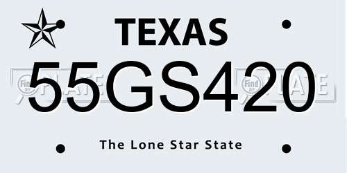 55GS420 Texas License Plate