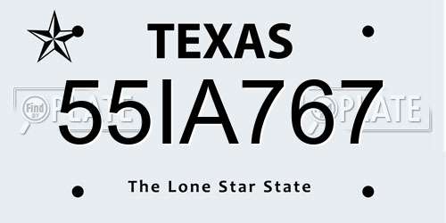 55IA767 Texas License Plate