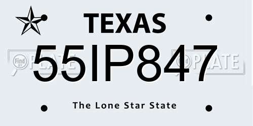 55IP847 Texas License Plate