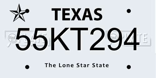 55KT294 Texas License Plate
