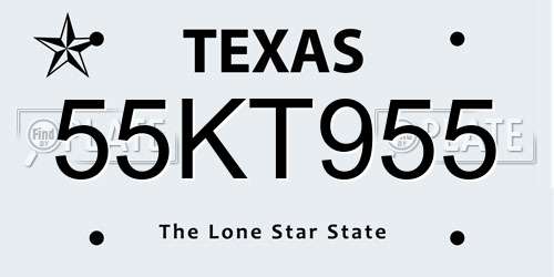 55KT955 Texas License Plate