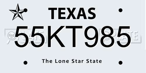 55KT985 Texas License Plate